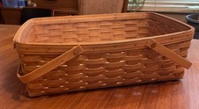 Vintage Longaberger 1992 Gathering Basket Folding Handles, Protective Liner picture