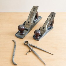 Vintage Lakeside Set of  2 #5, #3 Wood Plane, Caliper, Cotter Pin Puller Wrench picture
