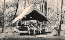 Boy Scout Camp Delavan WI Wisconsin Tent c1952 Scouts Dan Kucera Postcard J53 picture