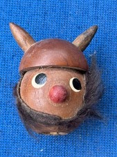 Vintage Wooden Clown / Red Nose Figural Wine Liquor Bottle Stopper Pourer picture