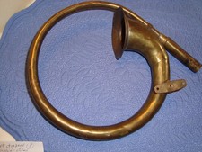 Antique Brass Car Horn with Mounting Bracket Patina Finish Circle Decor picture