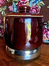 VTG West Bend Stoneware Bean Pot with Heat Rite Electric Warmer Base 2 Qt MCM picture