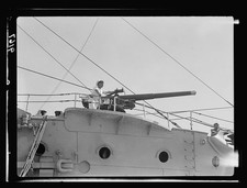 Photo:Haifa Palestine 1936 Troopship Naval Gun Mounted on Deck picture