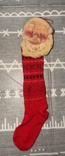 Vintage Santa Christmas Stocking w/ Rubber Santa Face (for Decoration Only) picture