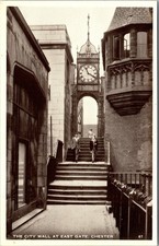 Chester East Gate City Wall Clock Tower Vintage Postcard England People Walking picture
