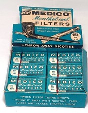 Vtg NOS Sealed Medico Menthol-Cool Smoking Pipe Filters 12 Boxes 120 Filters USA picture