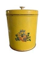 Yellow Vintage Metal Storage Canister with Lid Fruit Basket Design 8