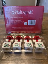 New Pfaltzgraff Winterberry Christmas Mini Salt & Pepper Present 8-piece Set picture