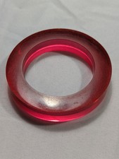Vintage Lucite Bakelite ? Chunky Cranberry Red Bangle Bracelet 3 3/4” picture