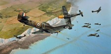 Into the Fray by Richard Taylor aviation art signed by two WW2 Hurricane pilots picture