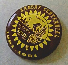 1861 - 1961 Kansas Centennial Pin Back Button . New Old Stock picture