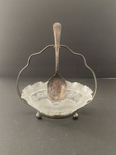 Vintage English Glass & Silver Plated Jam/Jelly/Condiment Server cc Mid 1940’ picture