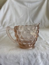 Vintage Pink Pressed Glass Creamer Pitcher picture