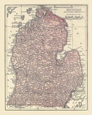 Map of MICHIGAN S. Portion from 1912 - 8.5 x 11 Inch Photo Reprint picture