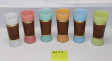 MCM 6 Siesta Ware Tiki Tumblers-Mahogany Veneer Wrap Colored Glass Hawaiian #2 picture