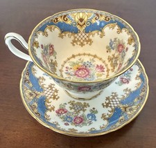 Vintage Shelley Sheraton Blue Fine Bone China Teacup & Saucer No. 13291 England picture