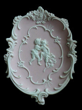 Vtg Arnart Jasperware Cherubs Wall Plaque 3D Pink Bisque  Neoclassical picture