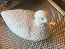 VTG Bertinazzo Ceramic Large Duck Lidded Bowl Made in Italy 2245 picture