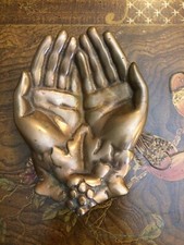 Vintange Bronze Open Palm Dish, Soap Dish, Ashtray, Trisket Dish, Coing Dish  picture