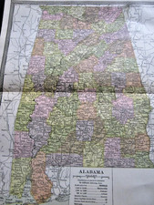 1912 Antique ALABAMA Reference Map 10x13