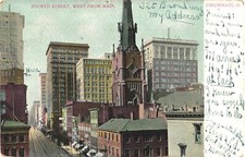 Cincinnati OH Fourth Street West from Main Undivided Back Postcard c1907 Posted picture