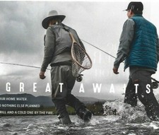 Orvis Men's Angler's Polo Print Ad, Two Fishermen in Stream with Gear, Red Polo picture