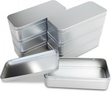 7 Pieces Rectangular Metal Empty Tins Containers Basic Necessities Home Stora... picture