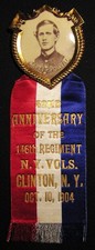 1904 NEW YORK VOLUNTEERS 146th INFANTRY REGIMENT BADGE MEDAL RIBBON - CIVIL WAR picture