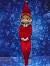 Vintage 1960s RED Christmas Pixie Elf Ornament  Knee Hugger Japan picture