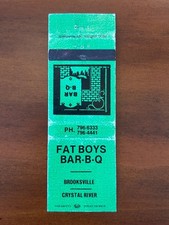 Vintage FAT BOYS BAR-B-Q Matchbook Cover - Brooksville Crystal River picture