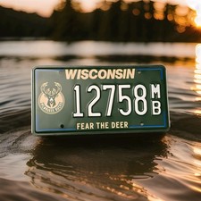 Wisconsin Milwaukee Bucks NBA Specialty License Plate - Fear the Deer picture