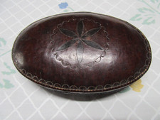 Antique  Leather Friesian Dutch Oval Hinged Tobacco Box  18thC picture