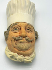 Vtg 1969 Bossons England Chalkware Character Head Wall Hanging Chef Plaque 3x6 picture