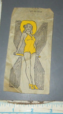 Jitterprint Antique Iron Transfer Decal 1930s-40s Risque Swimsuit Girl Very Rare picture