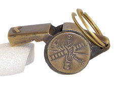 Brass Working Fireman Firefighter Ladder Whistle  picture