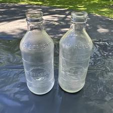 2 Vintage PEPSI COLA 10 Fl oz Textured Embossed Clear Glass Soda Bottle  picture