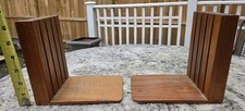 Vintage 1970s Teak Wood Bookends Pair MCM Slat Danish Modern Thailand picture