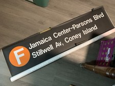 54X12 NY NYC SUBWAY ROLL SIGN CONEY ISLAND BEACH STILLWELL AVE. BROOKLYN PARSONS picture
