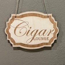 Cigar Lounge - Raw Wood Door Sign 7x9.5in picture