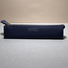BARNEYS NEW YORK Leather Pen Case Navy Made in Japan understated organization picture