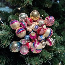 Vtg Mid Century Christmas Ornament Lot 31pc Shiny Brite Indent UFO WWII Polish picture