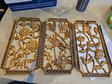 Vtg Turner Mfg. Co. Homco 3Pc Set Gold Wall Accents Decor Plaques USA  picture