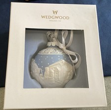 Wedgewood England  Blue White Nativity  Choir Christmas Ball Ornament With Box picture