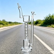 slender Retro Perc Glass Water Pipe bong Sidecar Hookah recycle Smoking Rig 14mm picture