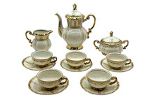 Mitterteich Bavaria White Gold Tone Porcelain Tableware Tea Set, 13 PC picture