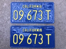 ( 2 ) - PAIR - 1970's - CALIFORNIA - COMMERCIAL - LICENSE PLATES - REPAINTED picture