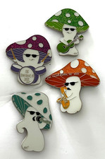 Odyssey of the Mind FHC Grand Rapids MI 2022 Mushroom Band Pins Set 4 Lot OM picture