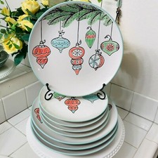 INHOMESTYLEZ Spectrum Christmas Ornament 8 Plate Set Dinner Side Salad Appetizer picture