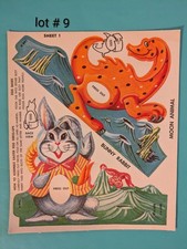 Vintage Paas Easter Egg Kit Ephemera Dress Up Kitschy Bunny Space Dinosaur 9 NOS picture