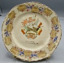 Antique Great World War 1918s Souvenir China Calendar Plate Crazing Text Worn 7